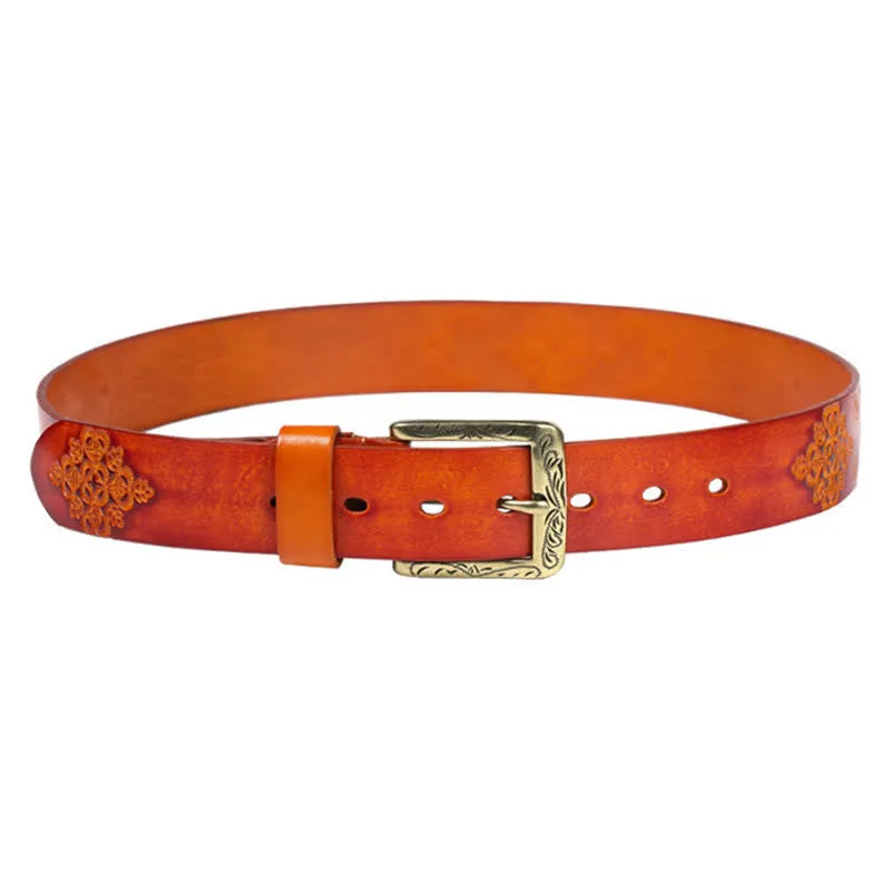 Medieval Exotic Embossed Pattern Leather Belt