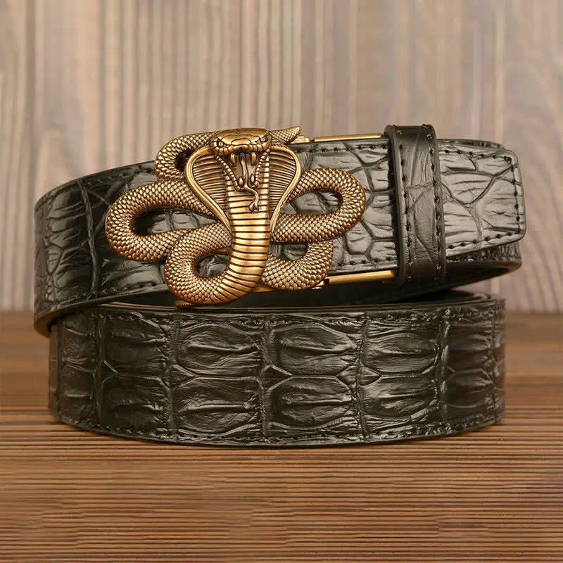 Men's Curled Cobra Alligator Pattern Leather Belt