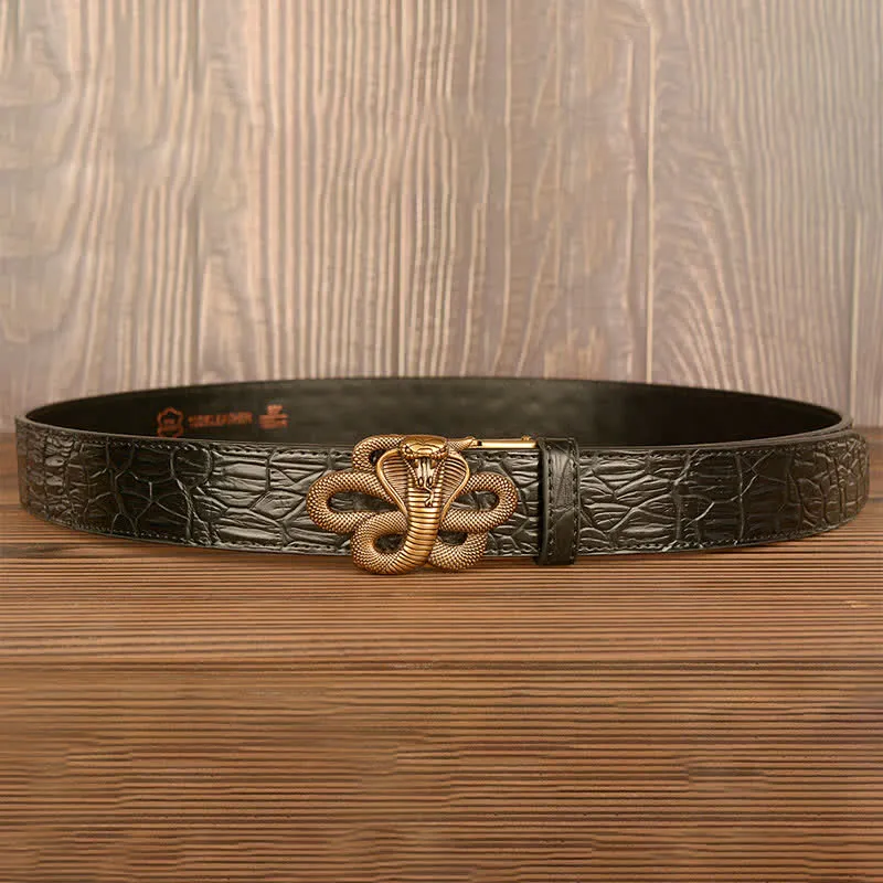 Men's Curled Cobra Alligator Pattern Leather Belt