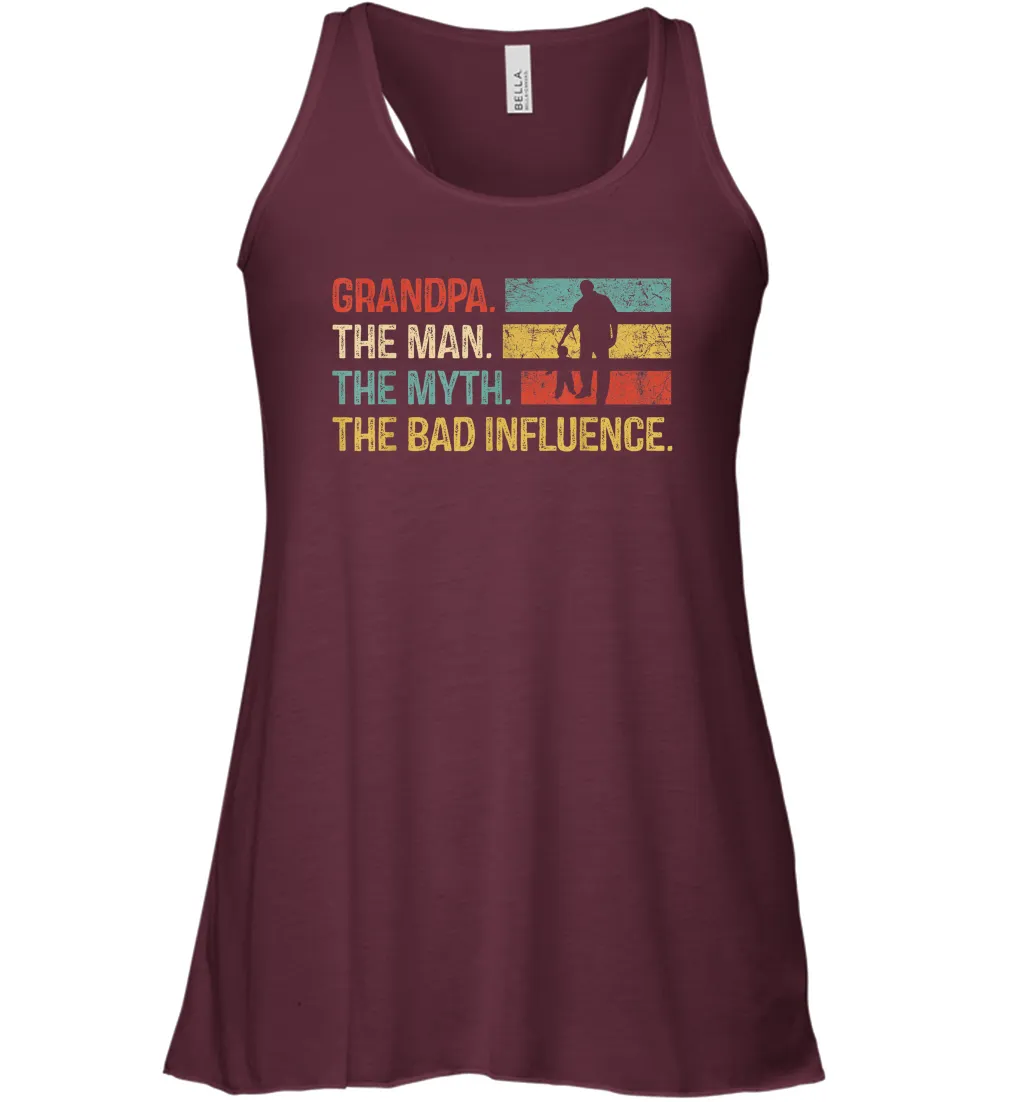 Mens Grandpa The Man The Myth The Bad Influence Gift Women Racerback Tank