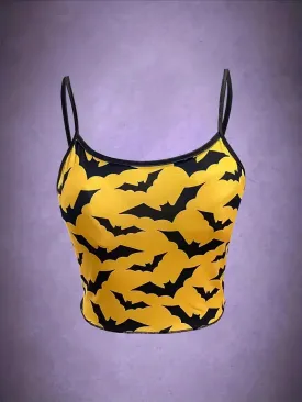 Midnight Flight Camisole: Bat Print Spaghetti Strap