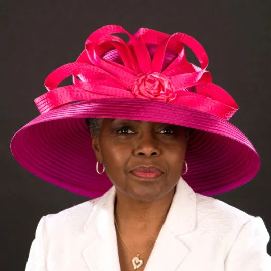 NA1071-Fuchsia Satin Dress Hat