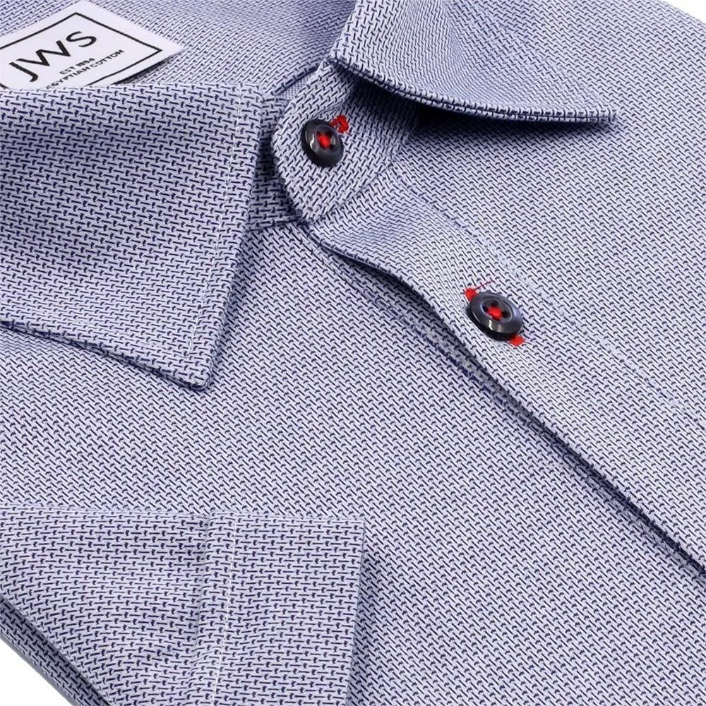 Navy and White Micro Design Jacquard Polo Shirt