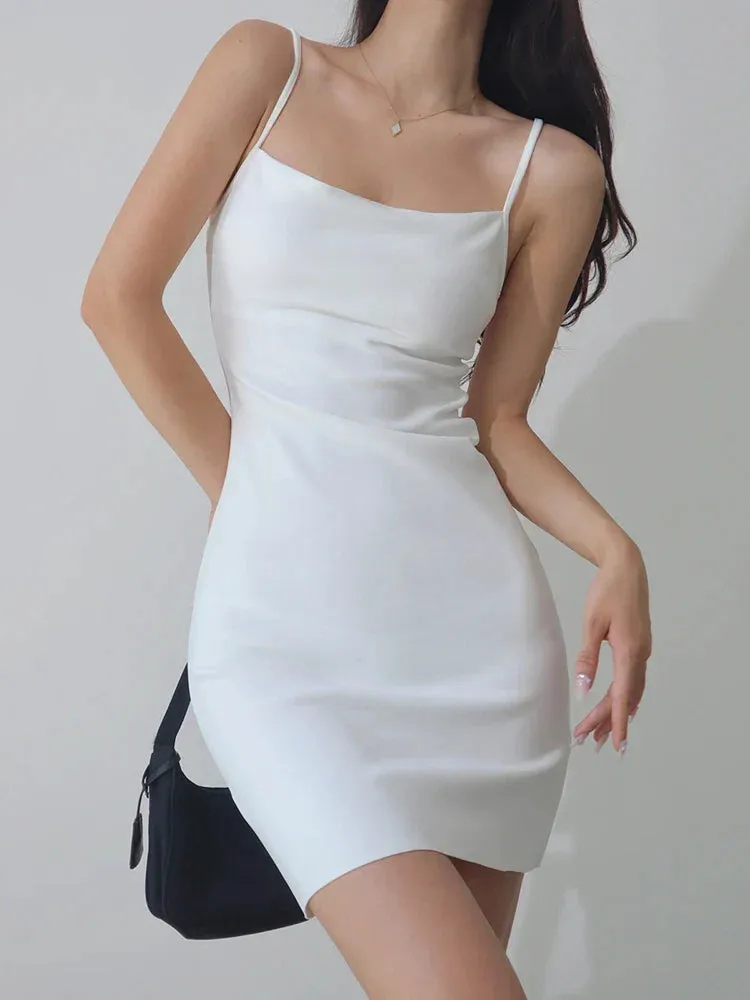 Party Mini Slim Fit Casual Color Sexy Solid Women Club New Summer Sleeveless 2024 Suspender Dress Dress