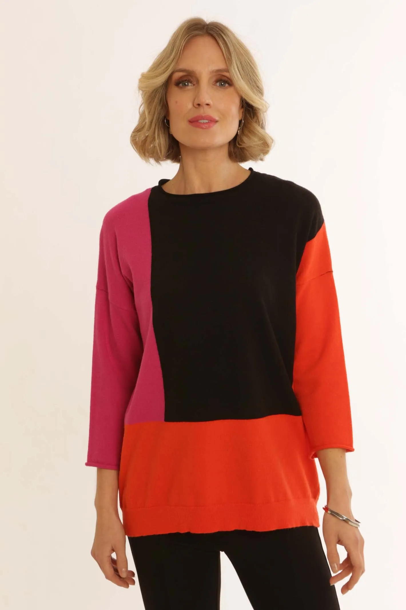 Pomodoro Clothing Clashing Colour Block Jumper 32454