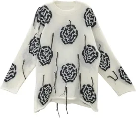 Pre Order:  Floral Knitted Loose Sweater