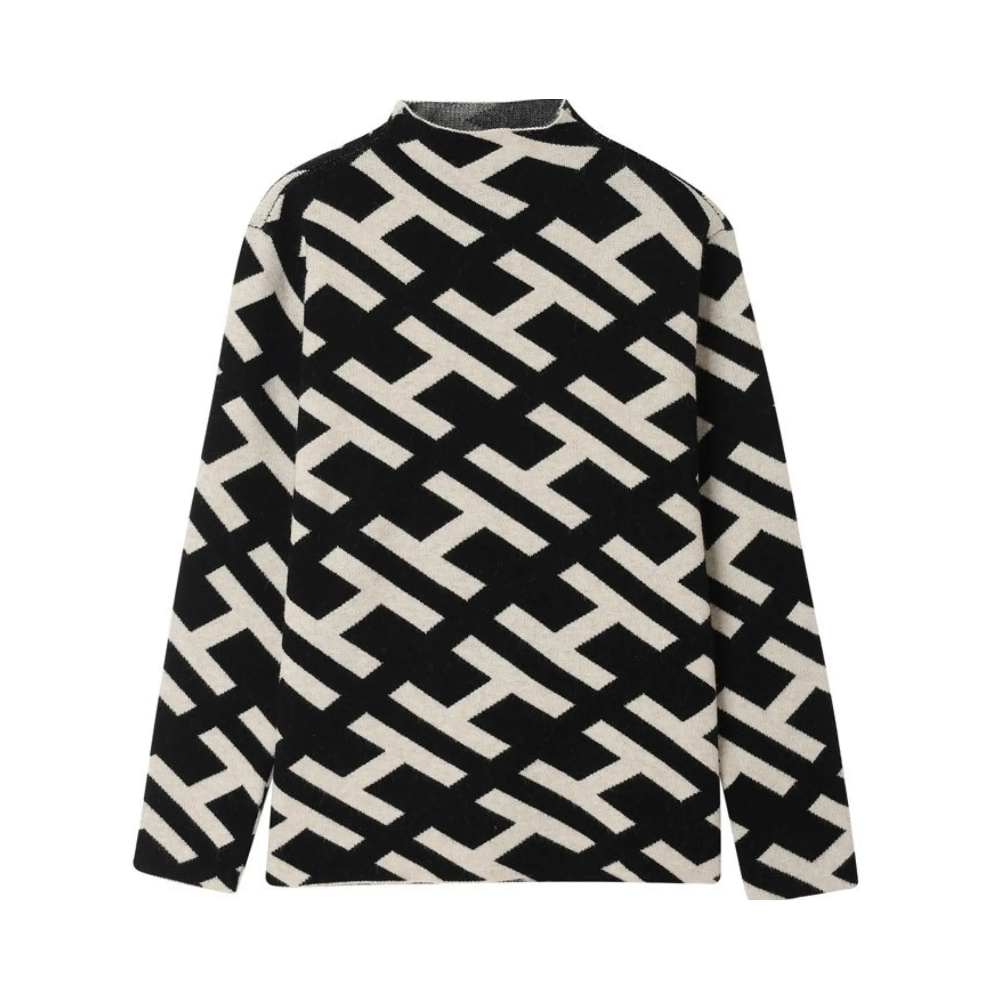 Pre Order:  Geometric H High Neck Sweater