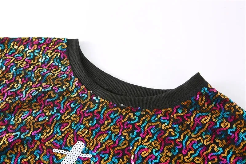 Pre Order:  Rainbow Sequins Streetwear T-Shirt