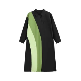 Pre Order:  Spliced Loose A-Line Shirt Dress