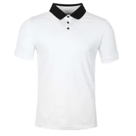 Remus Uomo Micro Pique Contrast Collar Polo Shirt in White