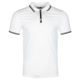 Remus Uomo Zip Contrast Polo Shirt in White