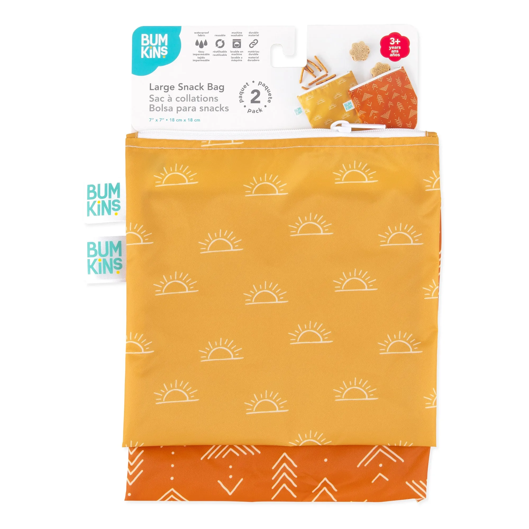 Reusable Snack Bag, Large 2-Pack: Sunshine and Grounded