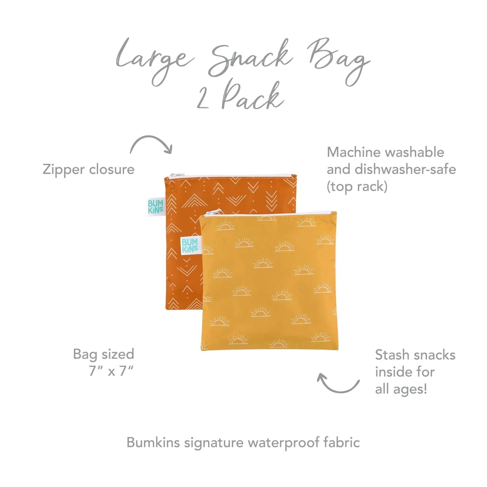 Reusable Snack Bag, Large 2-Pack: Sunshine and Grounded