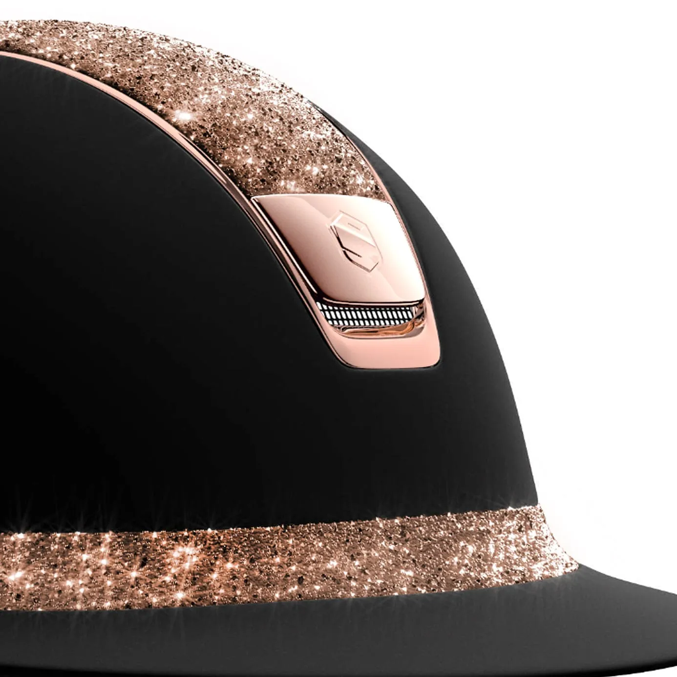 Samshield V1 Black Miss Shield Riding Hat with Rose Gold Crystal Fabric