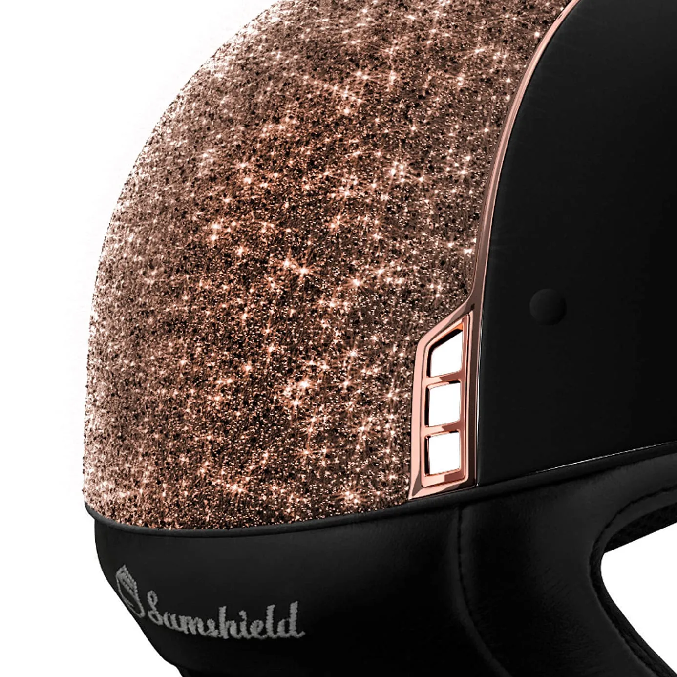 Samshield V1 Black Miss Shield Riding Hat with Rose Gold Crystal Fabric