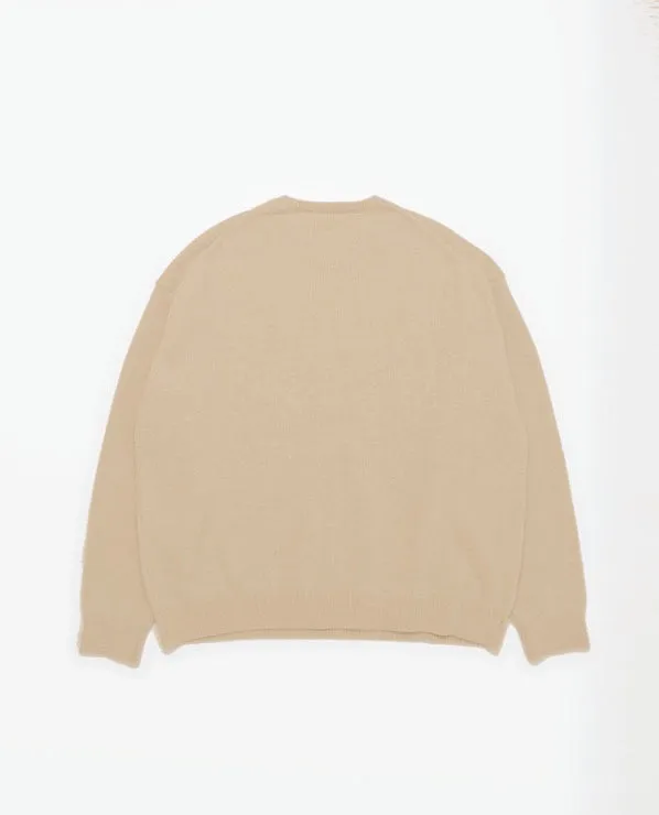 Super Fine Wool Crewneck Knit | Beige