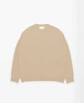 Super Fine Wool Crewneck Knit | Beige