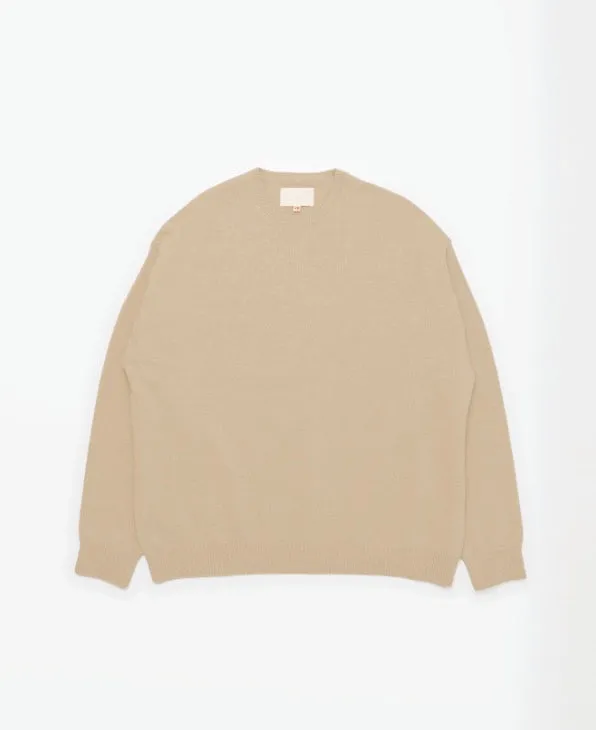 Super Fine Wool Crewneck Knit | Beige