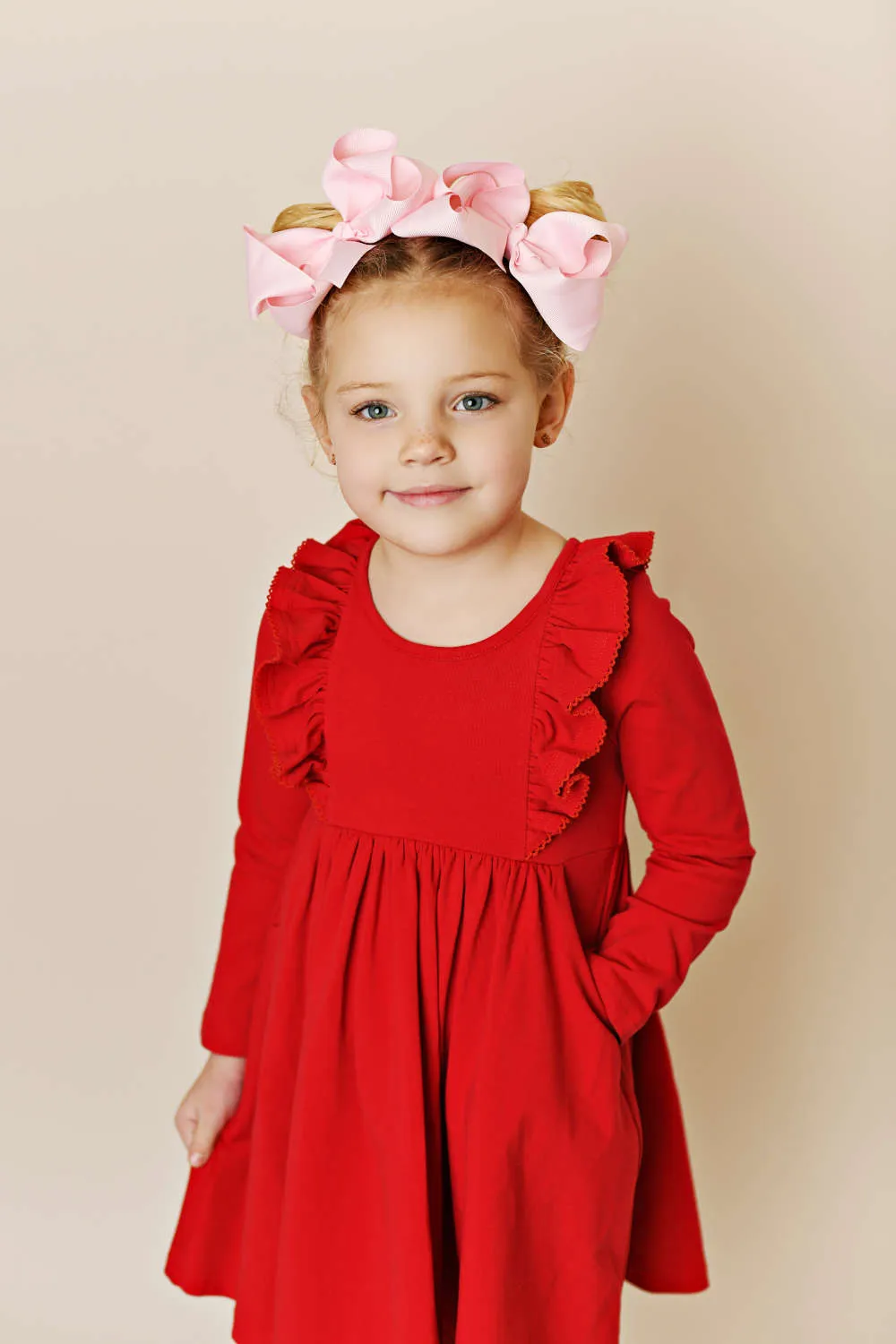 Swoon Baby Clothing Red Picot Pocket Bella Dress