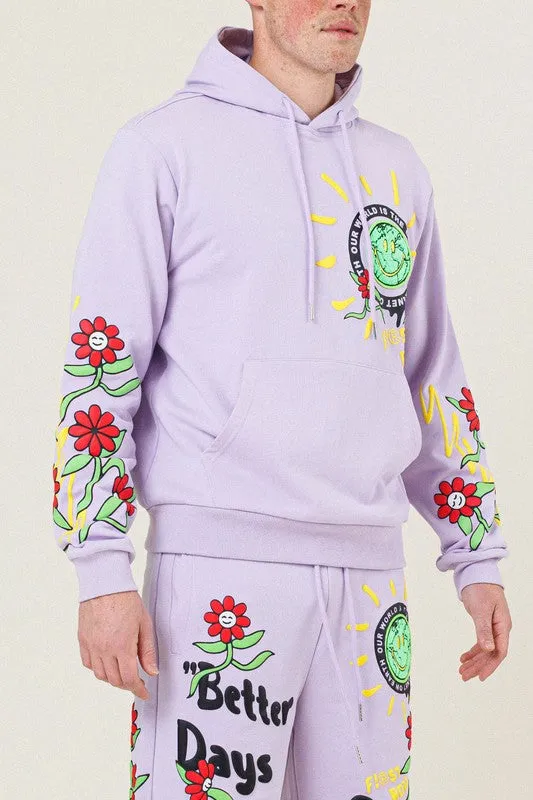 TEEK - Pink Flower Terry Pullover